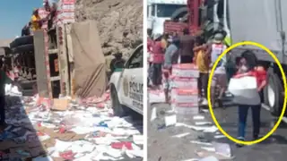 Arequipa: Camión sufre accidente y pobladores saquean la mercadería