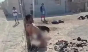 Lo desnudan y atan a un poste: Vecinos de Chimbote capturan a presunto 'robacasas' en el acto
