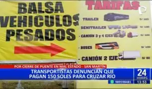 Por cierre de puente: Transportistas denuncian que pagan 150 soles para cruzar río en San Martín