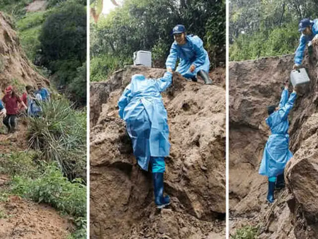 Enfermeras trepan cerros para atender a población afectada por lluvias en Chota