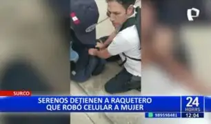 Surco: Serenos detienen a delincuente que robó el celular de una mujer