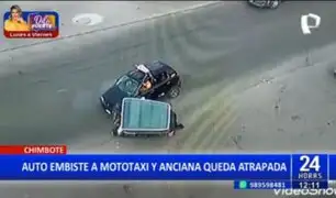 Chimbote Auto embiste a mototaxi y anciana queda herida