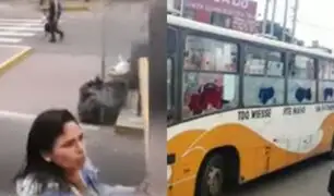 Chorrillos: mujer destroza lunas de bus con un bate de béisbol porque le chocó el carro