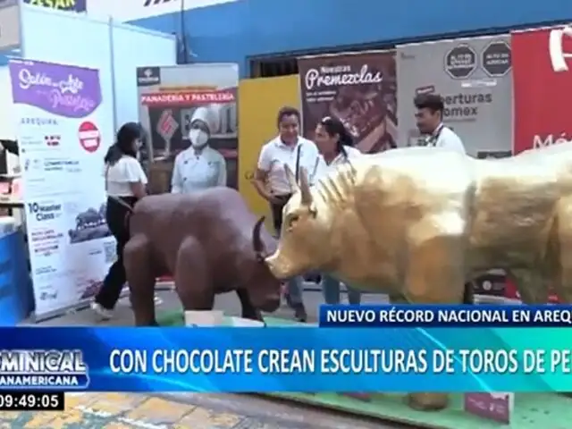 Toros de chocolate de 2 toneladas de peso rompen récord en festival de Arequipa