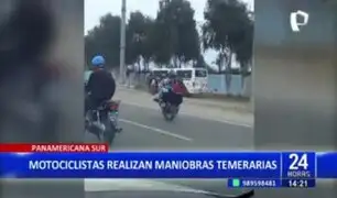 Captan a motociclistas realizando maniobras temerarias en Panamericana Sur