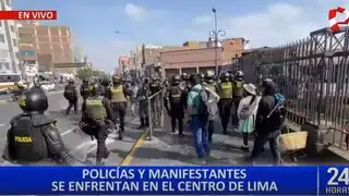 Centro de Lima: manifestantes causan disturbios en la avenida Abancay