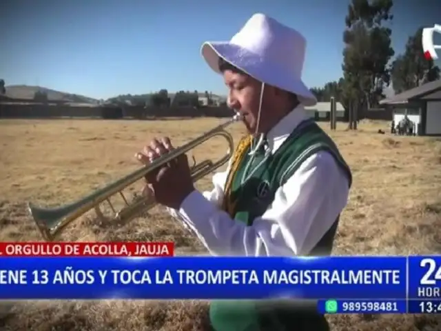 Jauja: niño de 13 años sorprende tocando la trompeta magistralmente