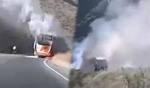 Áncash: ¡impresionantes imágenes del momento en que bus se incendió en carretera!
