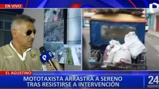 El Agustino: mototaxista arrastra a sereno durante intervención