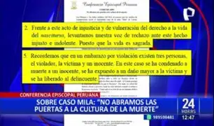 Caso Mila: Conferencia Episcopal Peruana pide “No abrir puertas a la cultura de la muerte”