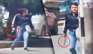 Huaraz: Mujer ebria persigue con un cuchillo a un hombre en plena calle