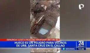 Callao: Vecinos de urb. Santa Cruz denuncian presencia de enorme hueco en transitada vía