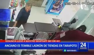 Tarapoto: Captan a anciano robando mercadería en tienda de ropa