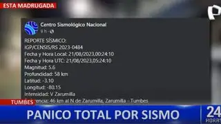 Sismo de magnitud 5.6 causa pánico en pobladores de la región Tumbes