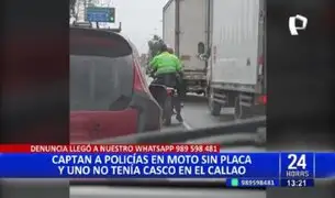 Captan a policías infringiendo normas de tránsito: manejaban moto sin placa