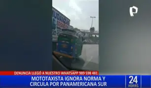 Mototaxi circula en la Panamericana Sur a pesar de prohibición