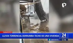 Tarapoto: Techo de vivienda es derrumbado por lluvia torrencial