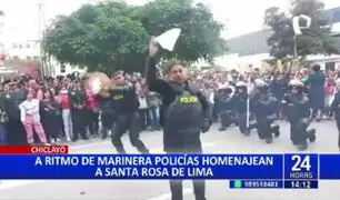 Santa Rosa de Lima: “Robocops” bailan marinera en medio de festejos