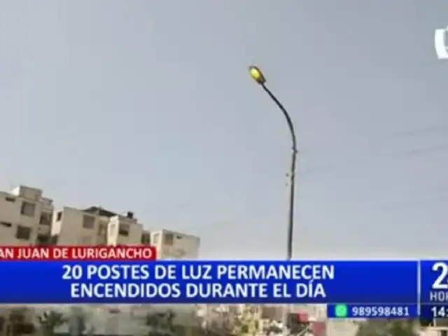 SJL: vecinos denuncian que postes de alumbrado permanecen encendidos todo el día
