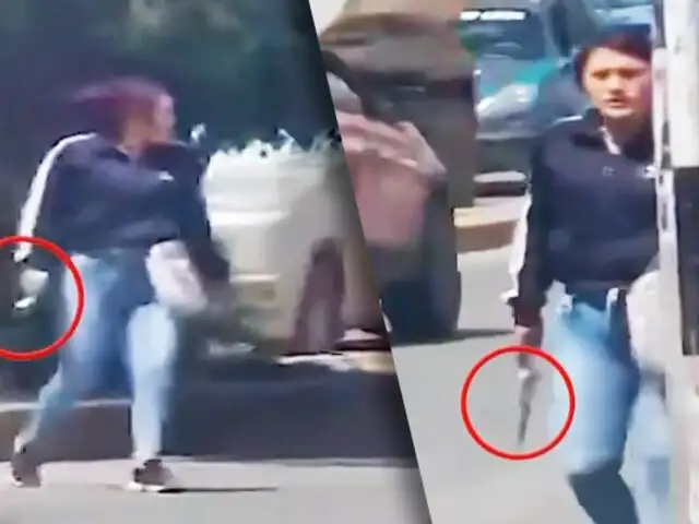 Huaraz: Mujer ebria persigue con un cuchillo a un hombre en plena calle
