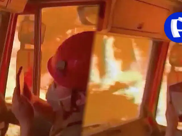 Turquía: bomberos atraviesan fuerte incendio forestal con su vehículo y lo graban en su celular