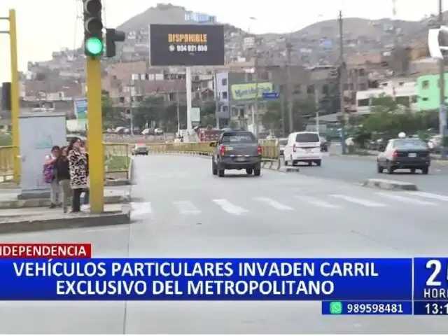 Vehículos particulares invaden carril exclusivo del Metropolitano