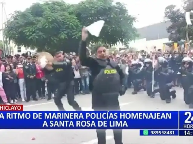 Santa Rosa de Lima: “Robocops” bailan marinera en medio de festejos