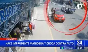 Chimbote: Motocarga hace imprudente maniobra y choca contra auto