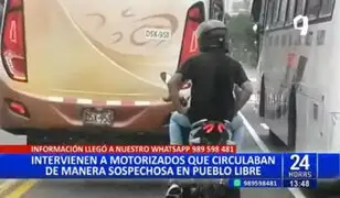 Detienen a motorizados que circulaban de manera sospechosa en Pueblo Libre