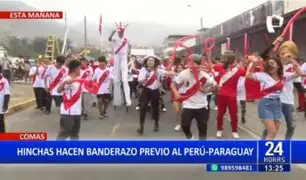 "Banderazo" en Comas: Hinchas de la "bicolor" ya viven la previa del Perú - Paraguay