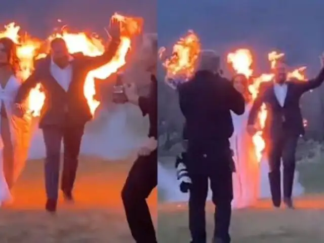 Boda en llamas: novios prenden fuego a sus vestimentas durante entrada nupcial