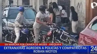 Arequipa: Extranjeras agreden a policías y sus compatriotas roban motos