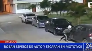 Chiclayo: cámaras captan a ladrones robar espejos de autos y escapar en moto
