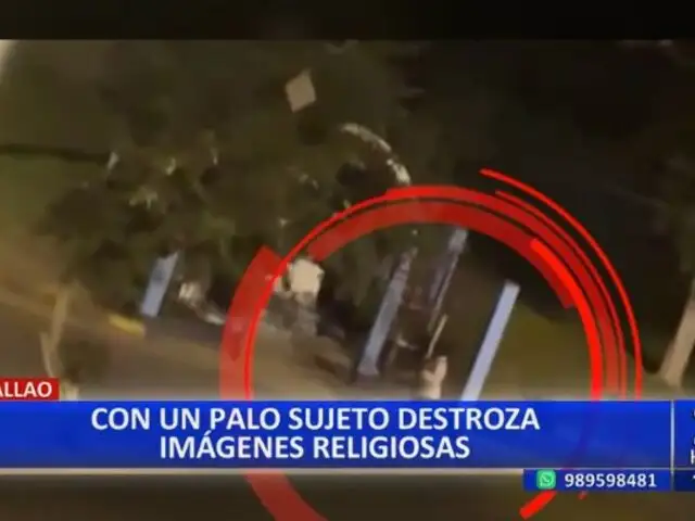 Callao: Captan a sujeto destrozando imágenes religiosas con un palo