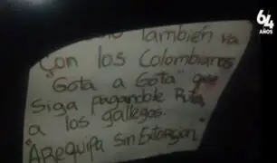 Asesinato en Arequipa: matan a taxista extranjero y dejan mensaje contra mafias 'gota a gota'