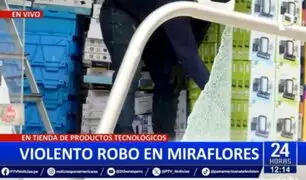 Violento robo en Miraflores: A combazos ladrones ingresan a tienda de productos tecnológicos