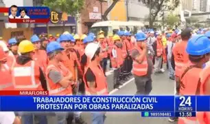 Protesta en Miraflores: Trabajadores exigen solución ante la paralización de obras