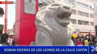 Robo de esferas en estatuas de leones genera alarma en el Cercado de Lima
