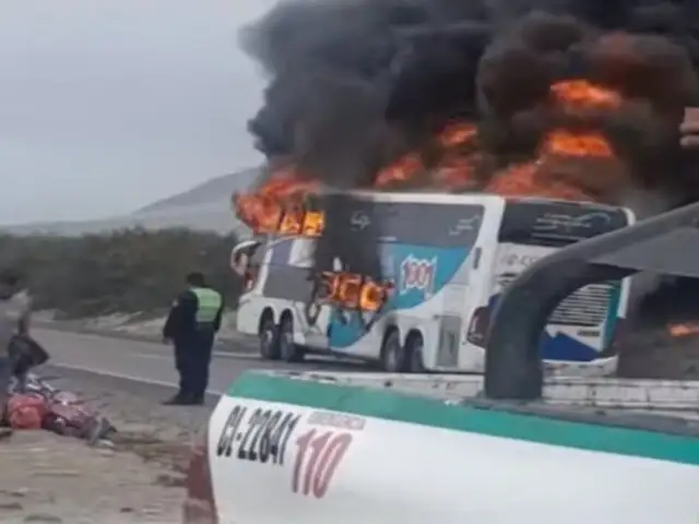 Trujillo: extranjeros se salvan después de incendio de un bus interprovincial