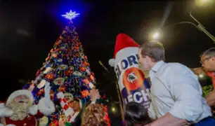 Árbol de navidad más grande de Lima fue iluminado en el distrito de Magdalena