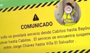 Metro de Lima: Suspenden servicio de la Línea 1 tras fallas en el sistema