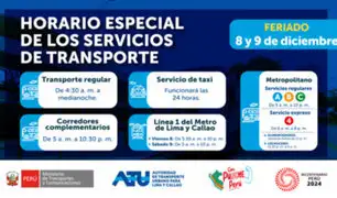 ATU: Conozca el horario de los servicios de transporte público en Lima y Callao durante los feriados del 8 y 9 de diciembre