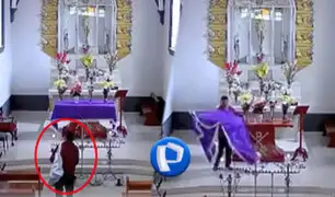 Huánuco: falso feligrés roba mantel del altar de iglesia