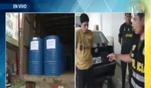 Jicamarca: incautan barriles de insumos químicos que iban a ser utilizados para elaboración de droga