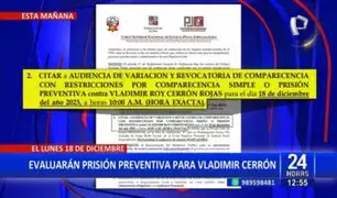 Vladimir Cerrón: PJ evaluará prisión preventiva en su contra