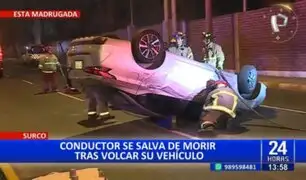 Surco: Conductor se salva de morir tras volcar su vehículo
