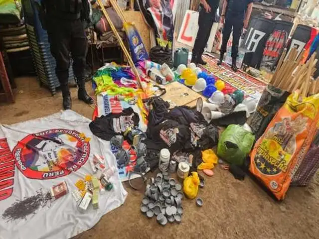PNP Incauta escudos, bombas y cascos para la quinta "Toma de Lima"