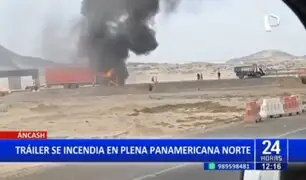 Áncash: Tráiler se incendia en plena Panamericana Norte