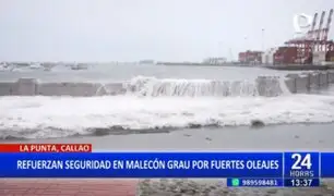 La Punta: Refuerzan seguridad en Malecón Grau ante fuertes oleajes