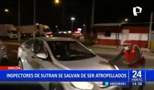 Ancón: Inspectores de Sutran se salvan de ser atropellados por transportistas informales